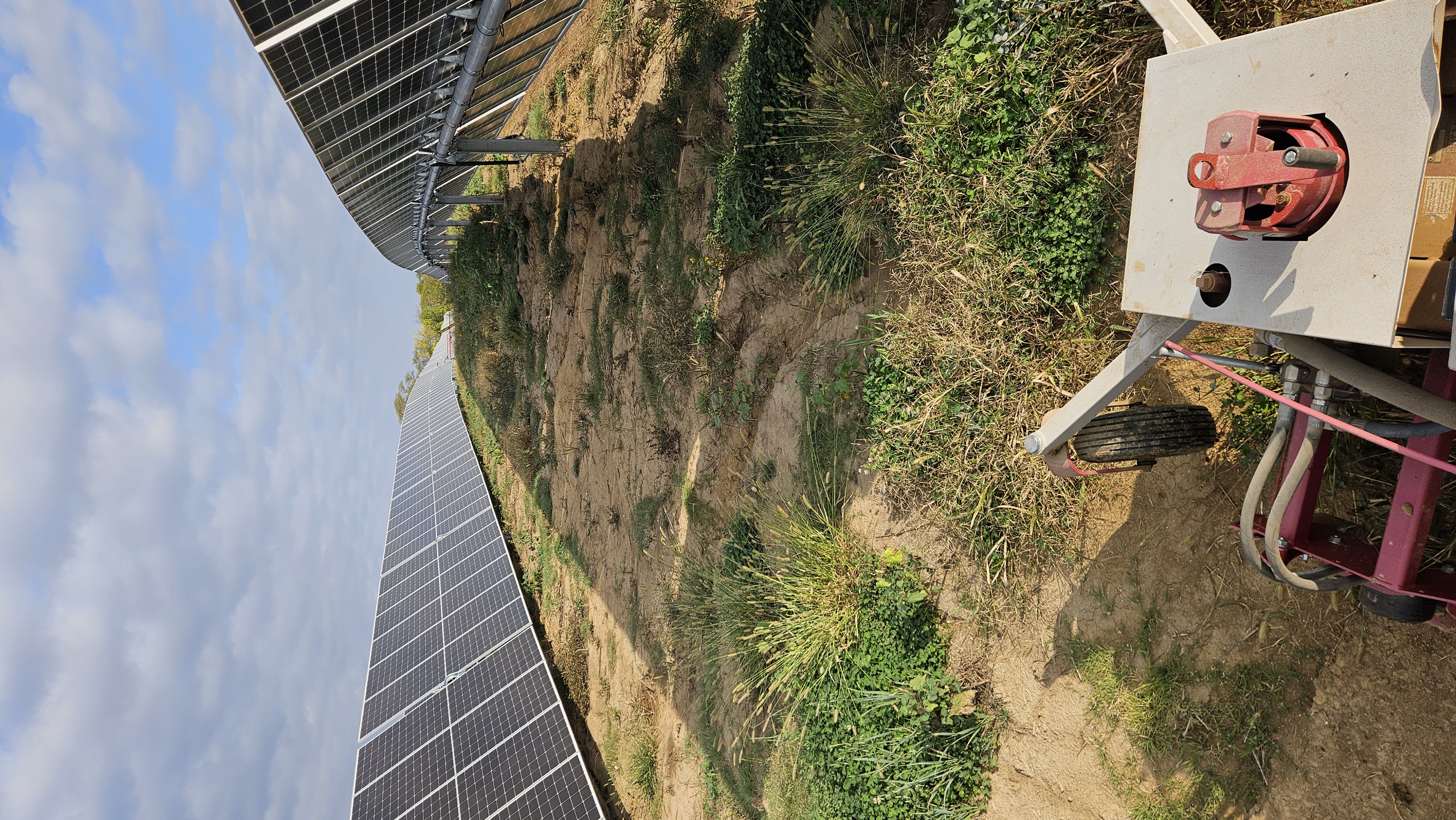 Low impact grading machinery in solar array rows